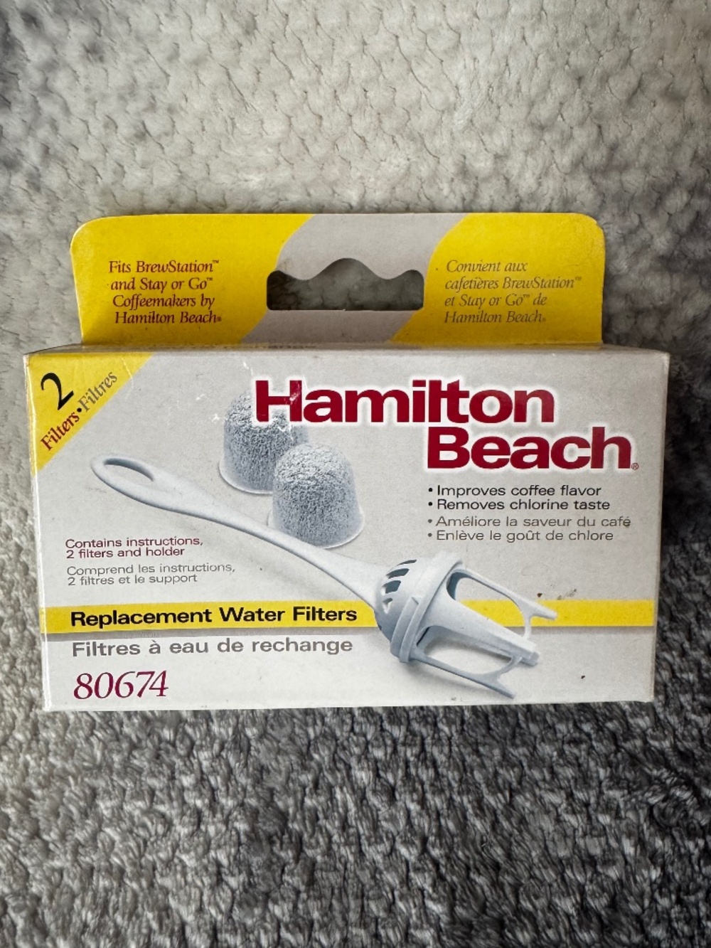 Hamilton Beach Replacement Water Filters Model 80674 2 filters NO Holder